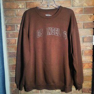 Eighty-Eight Brand Brown "Los Angeles" French Terry Long-Sleeve Crew Neck - XL